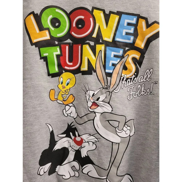 Juniors girls LOONEY TUNES pull over scoop neck large (11-13) gray sweatshirt - Picture 8 of 8